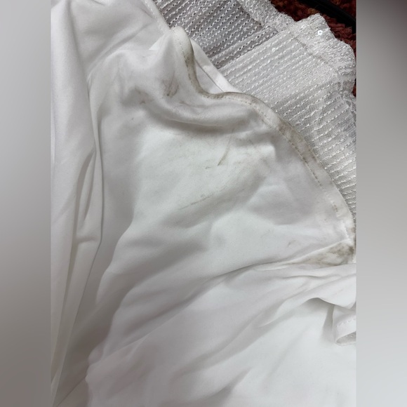 Mac Duggal size 0 white gown wedding bachelorette off shoulder high slit - Picture 8 of 8